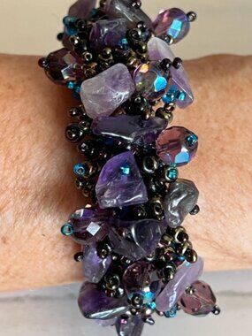 Czech Glass Bead "OVERLOAD" BLUE & PURPLE